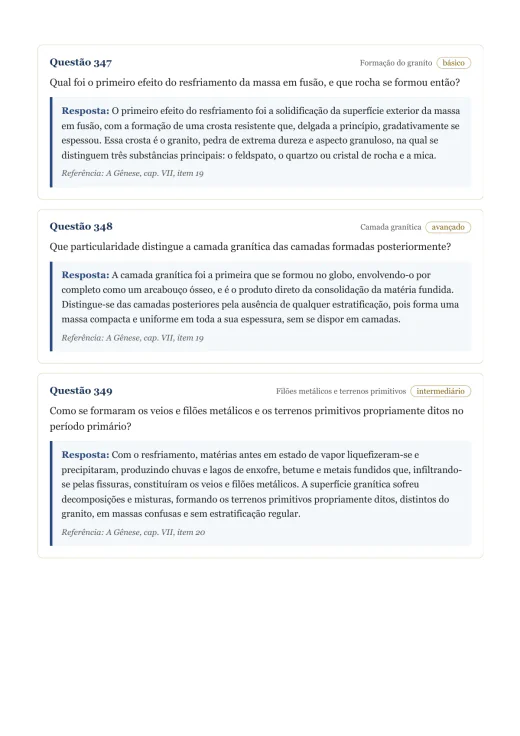 Página de exemplo 4 do questionário A Gênese