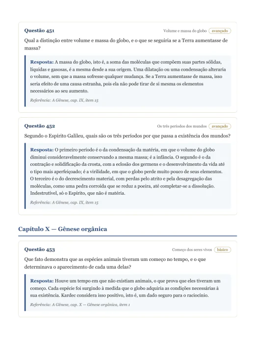 Página de exemplo 5 do questionário A Gênese