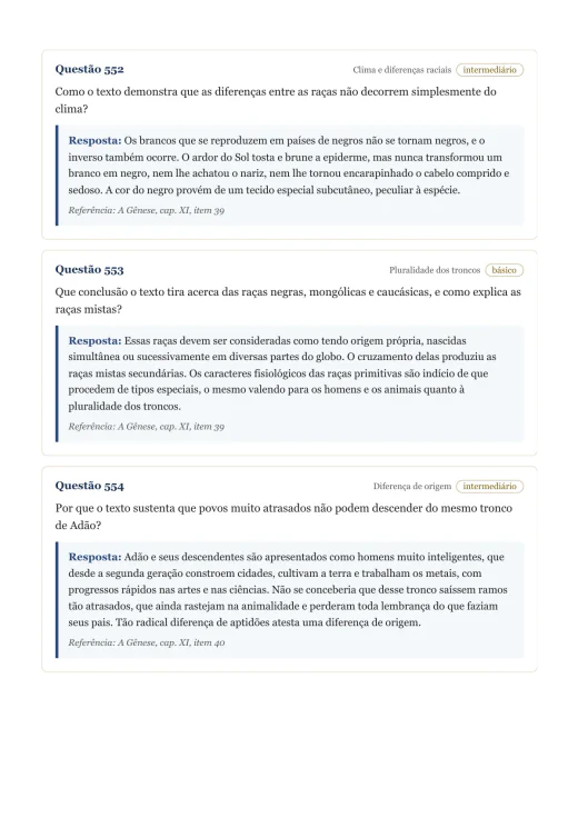 Página de exemplo 6 do questionário A Gênese