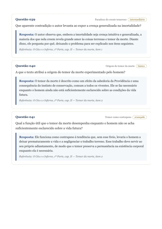 Página de exemplo 1 do questionário O Céu e o Inferno