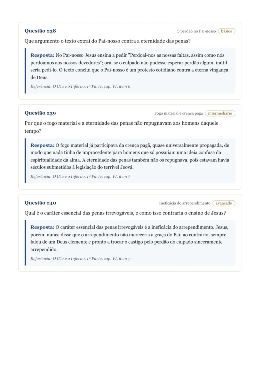 Página de exemplo 3 do questionário O Céu e o Inferno