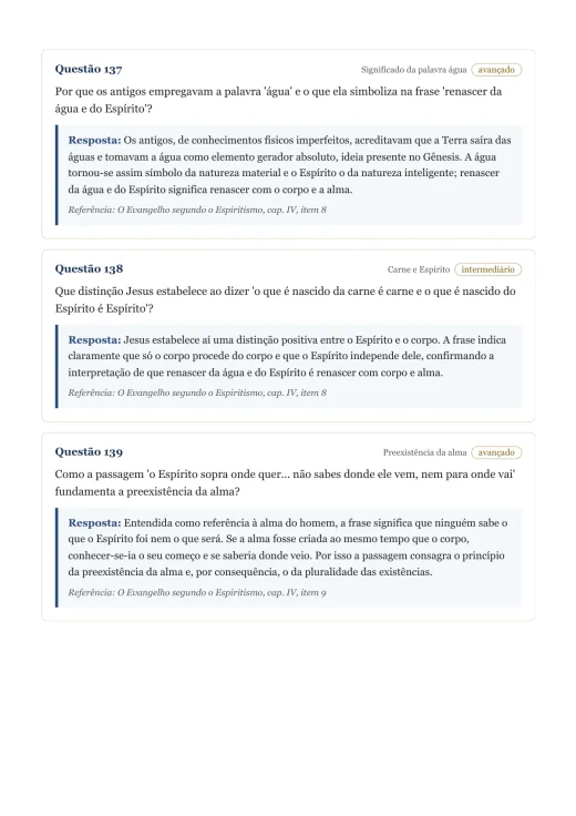Página de exemplo 2 do questionário O Evangelho Segundo o Espiritismo