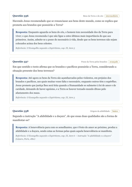 Página de exemplo 4 do questionário O Evangelho Segundo o Espiritismo