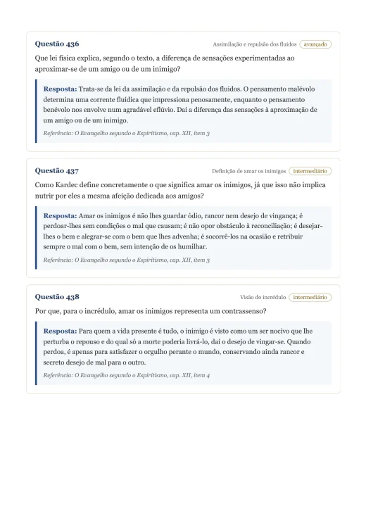 Página de exemplo 5 do questionário O Evangelho Segundo o Espiritismo