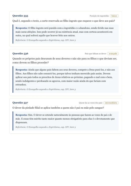 Página de exemplo 6 do questionário O Evangelho Segundo o Espiritismo