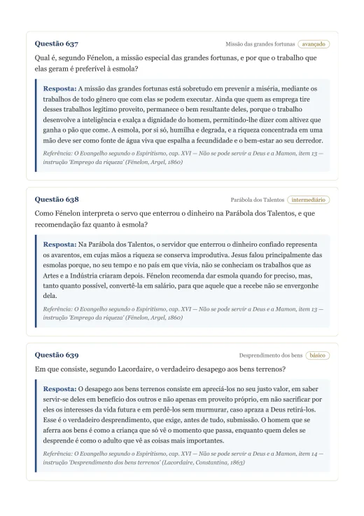 Página de exemplo 7 do questionário O Evangelho Segundo o Espiritismo