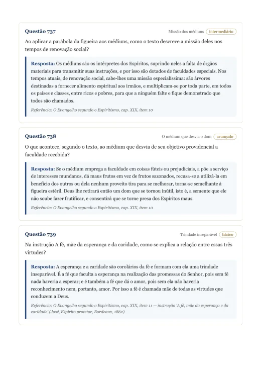 Página de exemplo 8 do questionário O Evangelho Segundo o Espiritismo