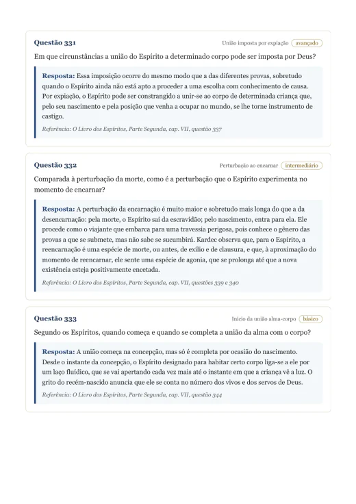 Página de exemplo 4 do questionário O Livro dos Espíritos
