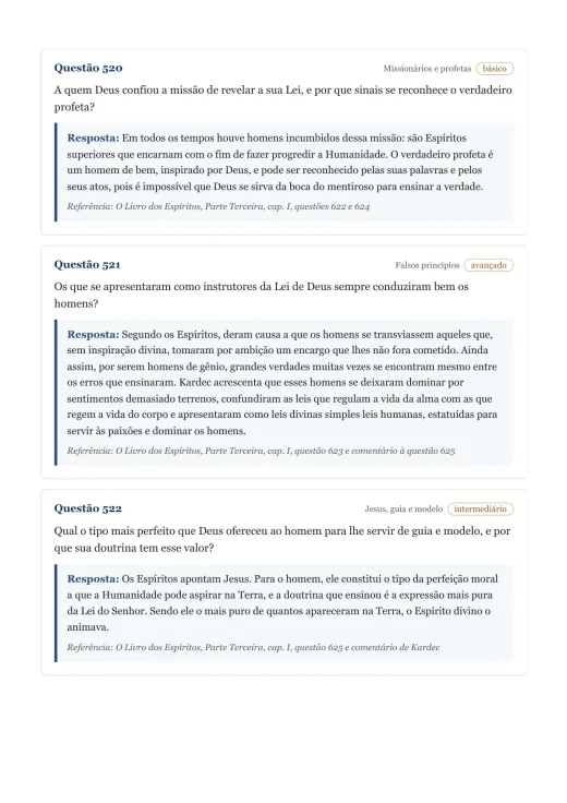 Página de exemplo 6 do questionário O Livro dos Espíritos