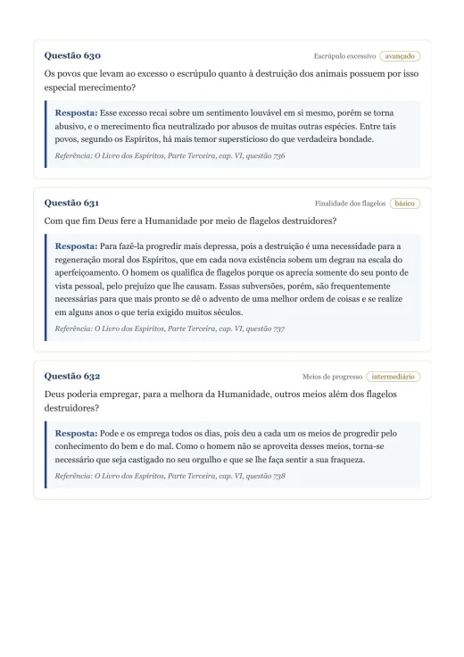 Página de exemplo 7 do questionário O Livro dos Espíritos