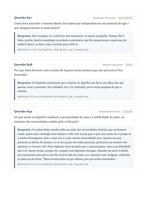 Página de exemplo 9 do questionário O Livro dos Espíritos