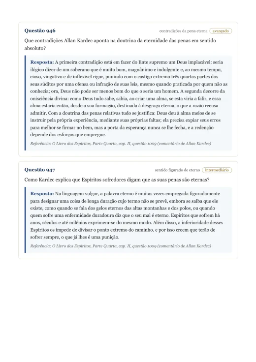 Página de exemplo 2 do questionário O Livro dos Espíritos