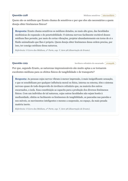 Página de exemplo 3 do questionário O Livro dos Médiuns