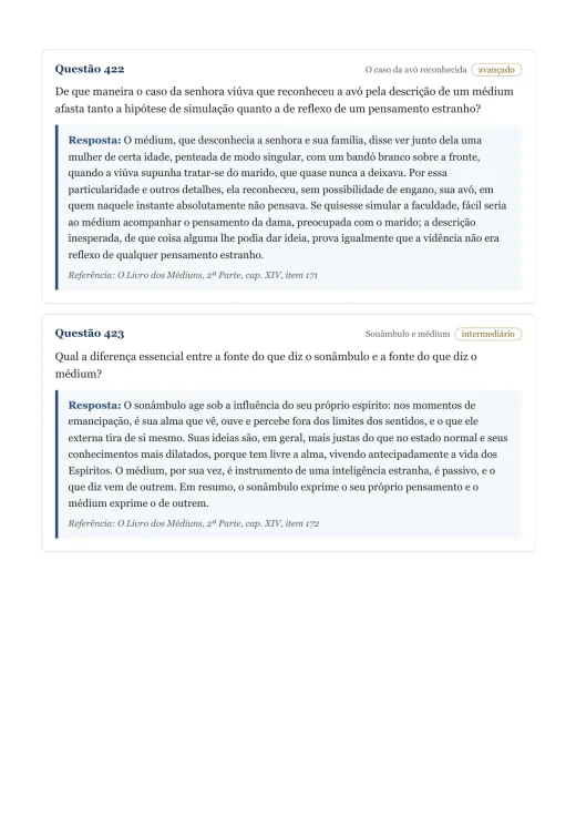Página de exemplo 5 do questionário O Livro dos Médiuns