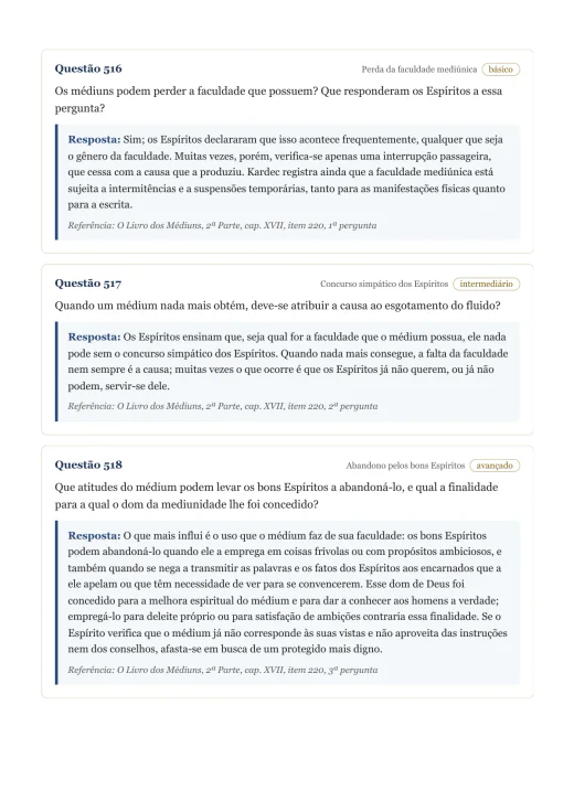 Página de exemplo 6 do questionário O Livro dos Médiuns