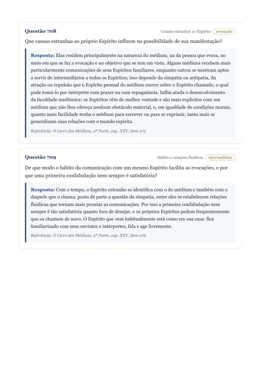 Página de exemplo 8 do questionário O Livro dos Médiuns