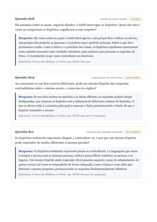 Página de exemplo 9 do questionário O Livro dos Médiuns