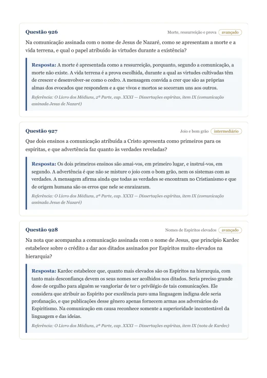 Página de exemplo 10 do questionário O Livro dos Médiuns