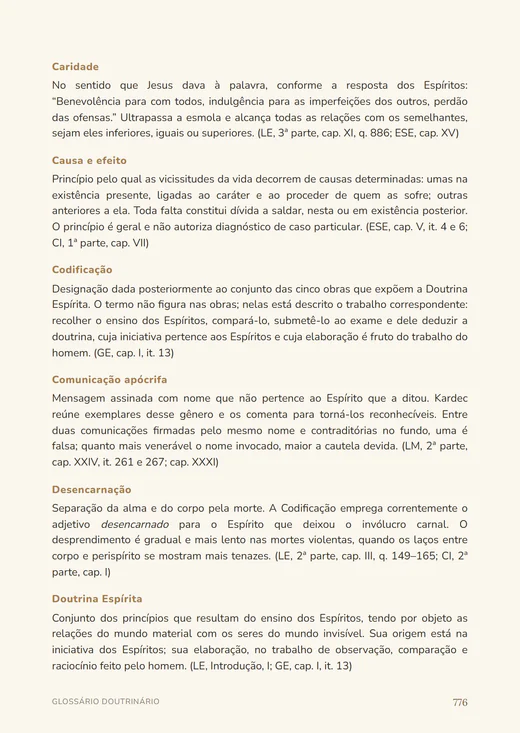 Página do glossário doutrinário