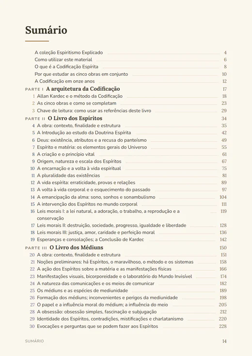 Página do sumário do Resumão da Codificação Espírita